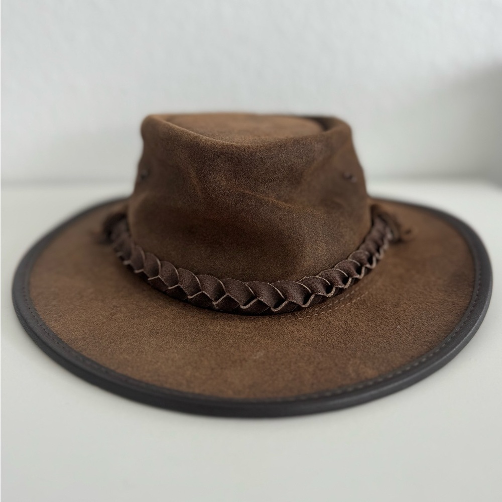 BC Hats Brown Steer Hide Leather Hat Authentic